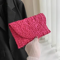 Corn Husk Weave Dinner Clutch Bag Women's Fashion Simple Solid Straw Large Purse Woman Summer Casual Vacation Ladies Wallet 2023 - Image 4