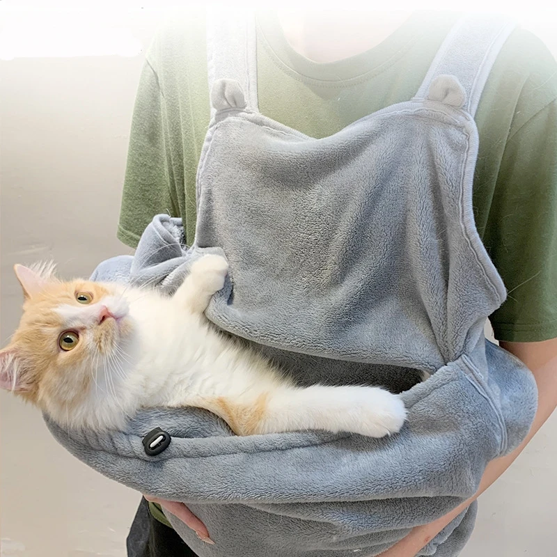 Apron For Holding Cats Soft Kitten Bib Kangaroo Pocket Pet Clothes Sleeping Pussy Hugging Suit Litter Dog Supplies pet apron