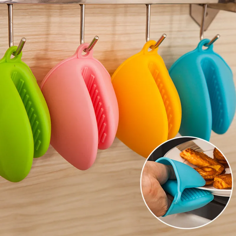 Oven Mitts One Piece Silicone Anti-scalding Oven Gloves Mitts Kitchen  Silicone Gloves Tray Dish Bowl Holder Baking Insulation Hand Clip 