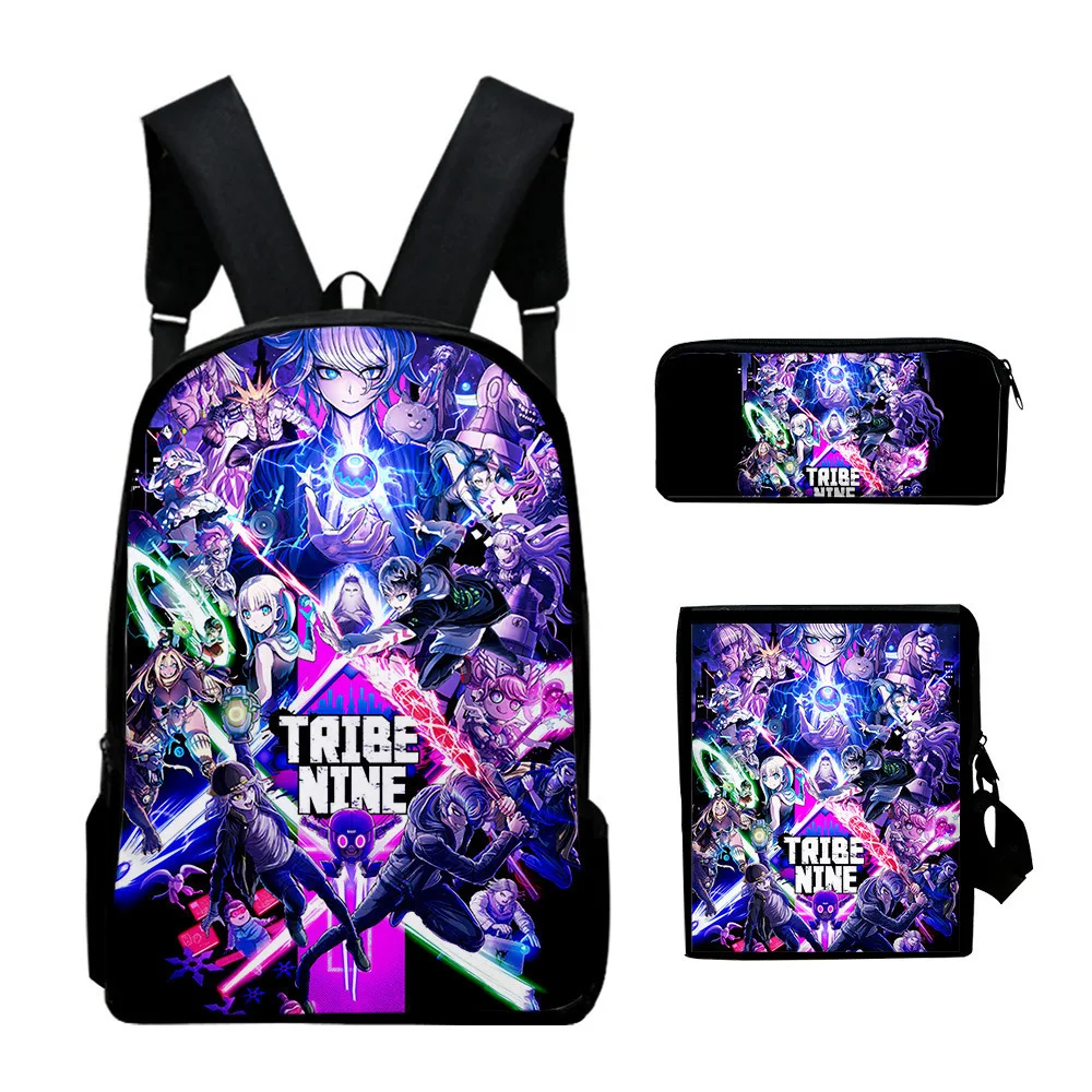 Popular Trendy Cute tribe nine 3D Print 3pcs/Set pupil School Bags Laptop Daypack Backpack Inclined shoulder bag Pencil Case