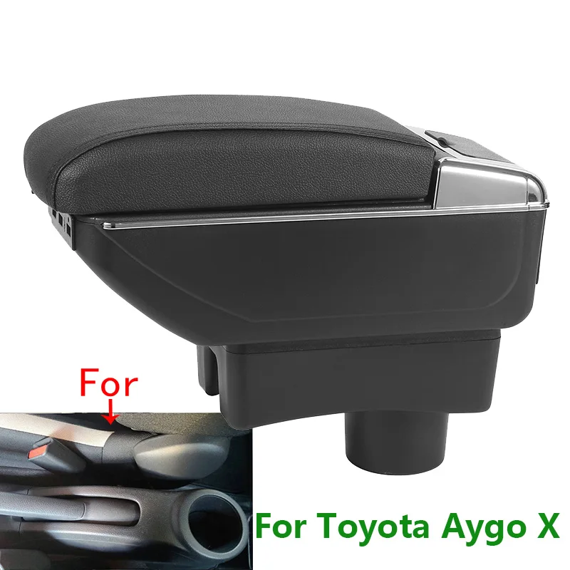 Accoudoir Central Pour Toyota Aygo X, Citroën C1, Peugeot 108 (2017-2019) - Boîte Rangement, Cuir PU, Noir
