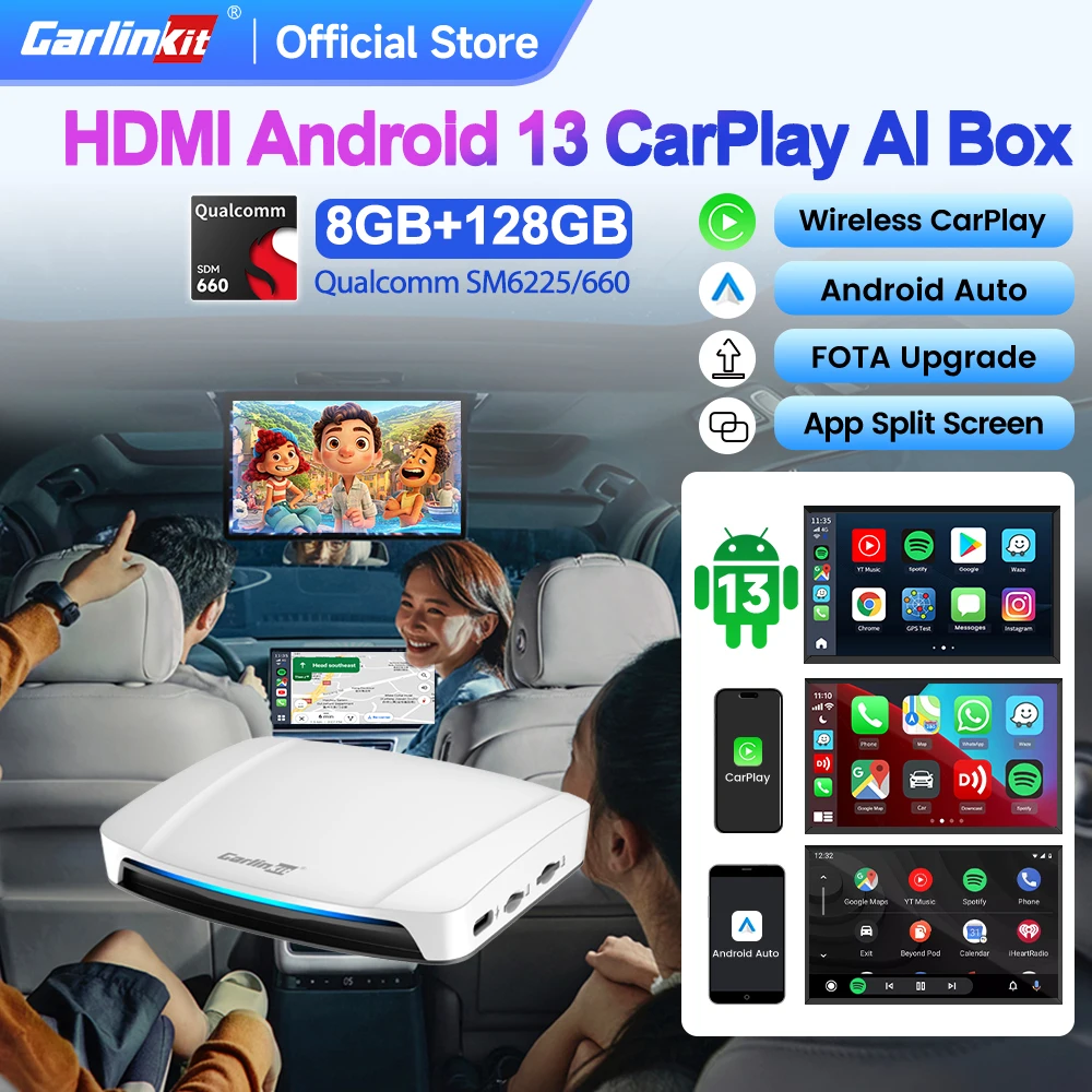 CarlinKit HDMI Android 13 CarPlay Ai Box SDM660/6225 8GB+128GB