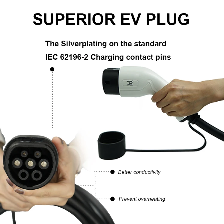 EV Charging Cable Mode-3 Type 2 IEC 62196-2 Male to Type 2 IEC