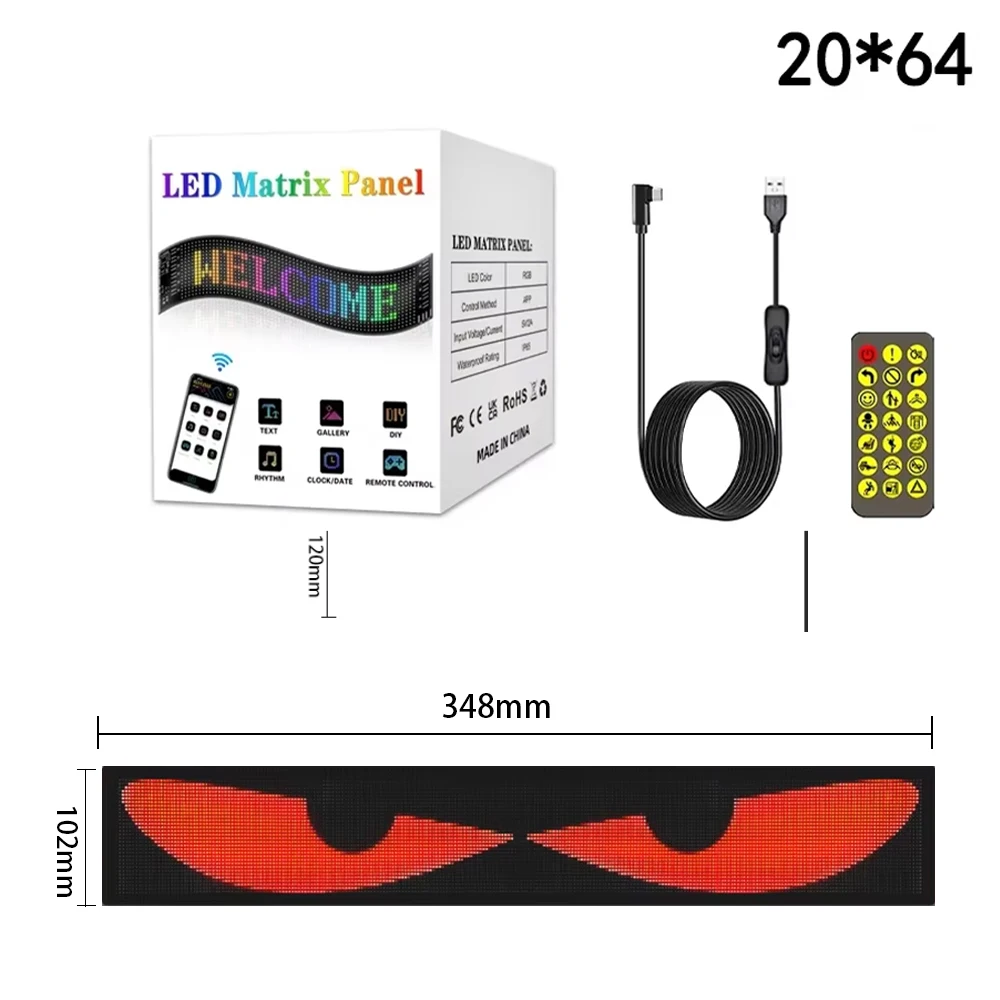RGB LED Car Sign Animation LED Matrix Pixel Panel DIY Programmable Bluetooth App Control Panel Flexible Display Light led light led display light led signs led panel