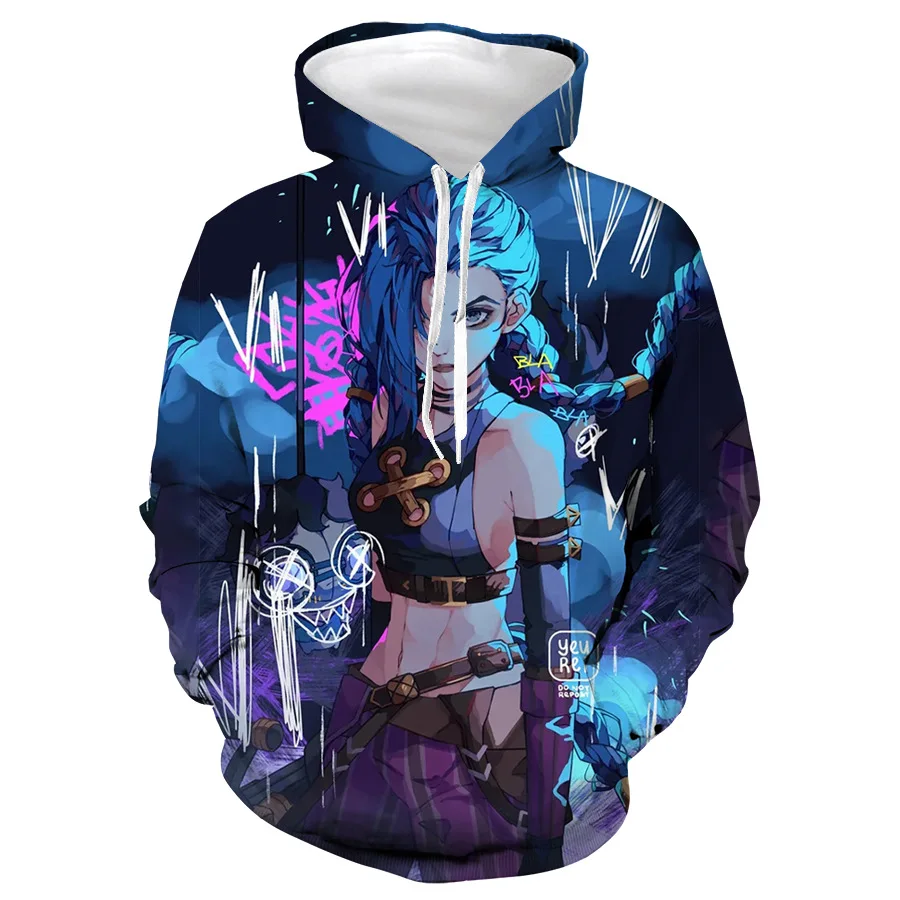 【IAB STUDIO】IAB Studio x Arcane Jinx Hoodie Navy Dove Blue Streetwear Sportswear | Arcane Jinx Hoodie | Lol Hoodie
