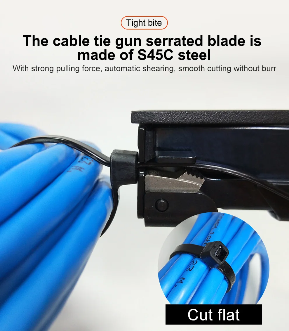 Topforza-Cable Tie Gun, Apertar e Cortar, Plástico
