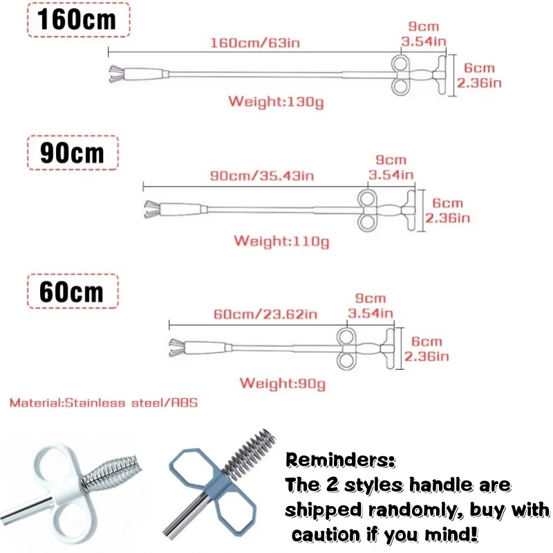 90/160/200/300cm Sewer Pipe Unblocker Snake Spring Pipe Dredging Tool Kitchen Bathroom Sewer Cleaning Tool Kitchen Accessories
