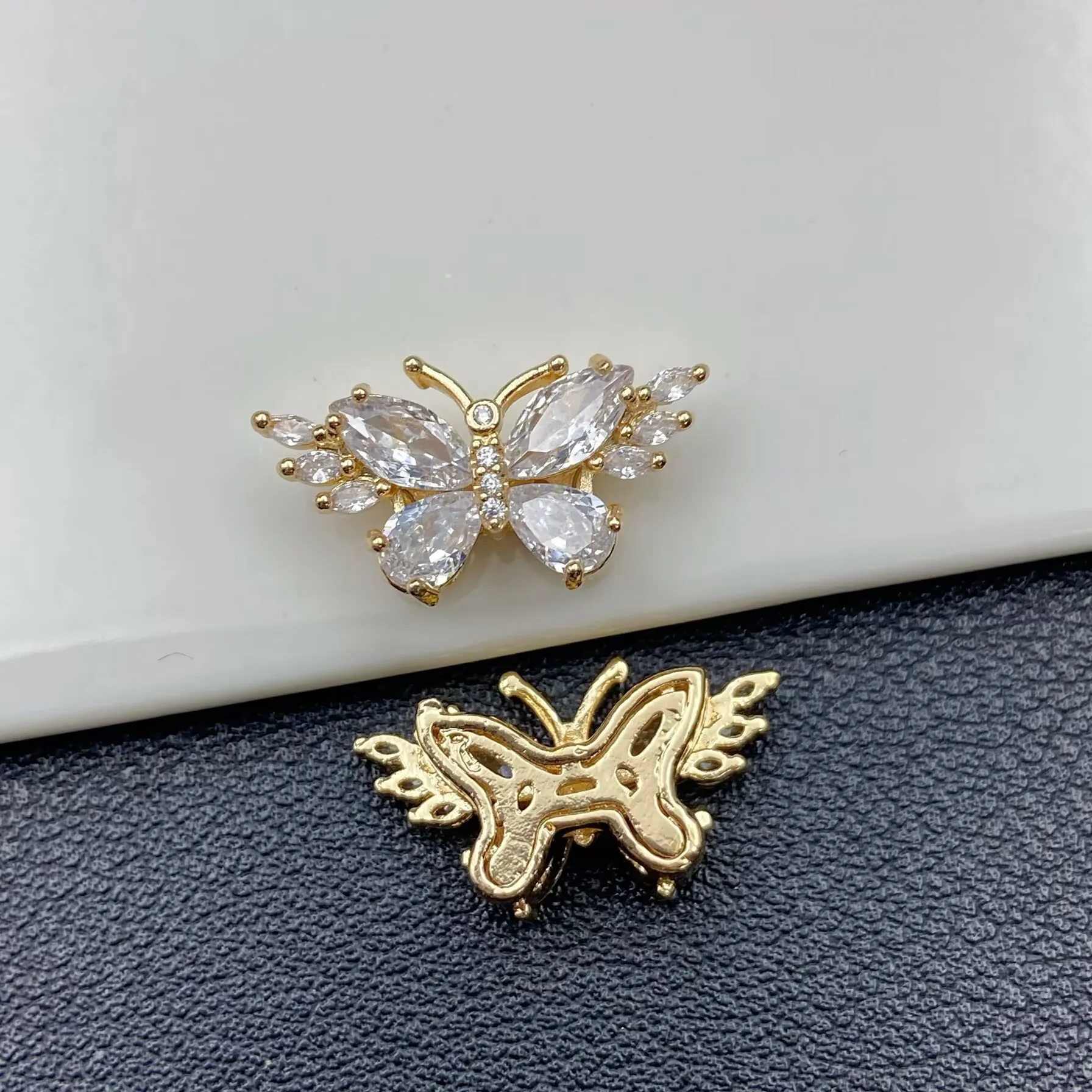 Gold Plated Zircon Butterfly Beaded Bracelet Material - Artistic Retro Chinese Style Jewelry Accessory