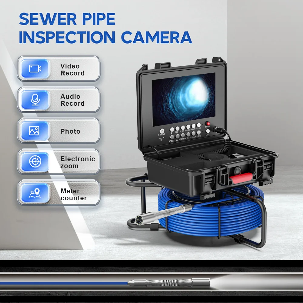 Eyoyo 7 pouces 35m DVR Caméra d'Inspection d'Égout, Système de Tuyau