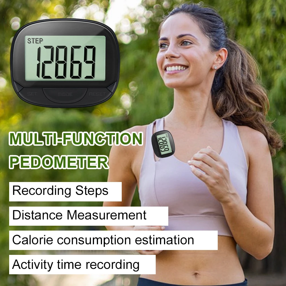 Mini Clip-On Pedometer Electronic Pedometer Digital Display Simple Step Tracker Large Screen Multifunctional for Outdoor Sports