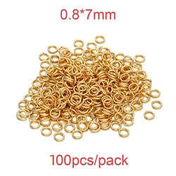 Assorted Stainless Steel Jump Rings (Gold - 0.8x7mm 100pcs)