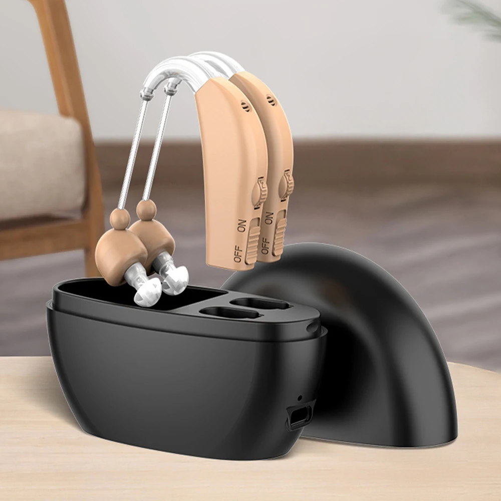 Hearing Aid Rechargeable Portable Elderly Magnetic Charging Impaired Low Noise Sound Amplifier Adjustable