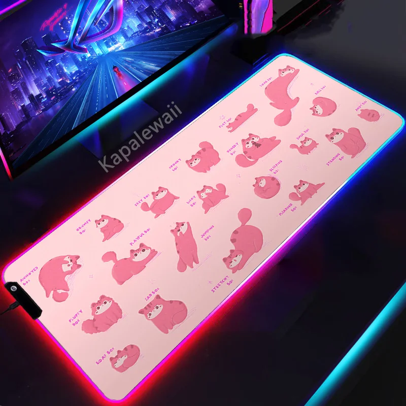 

Cat RGB Mouse Pad Grande Mousepad LED Luminous Mouse Mat Game Mausepad Office Desk Mat Gaming Pc Accessories Keyboard Soft Pads