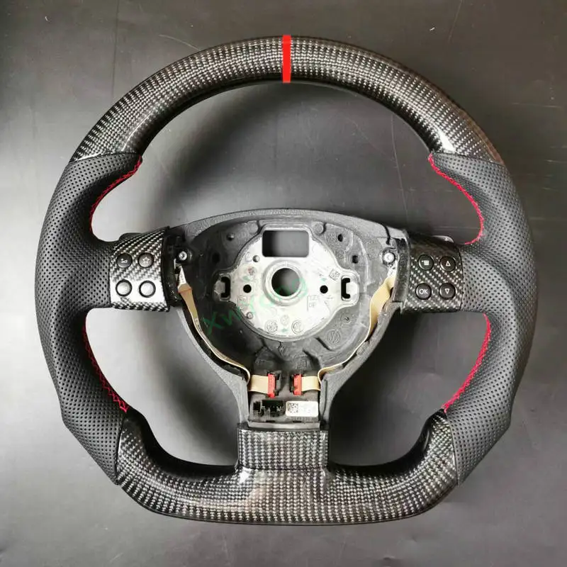 100 Real Carbon Fiber Steering Wheel With Leather For VW Volkswagen