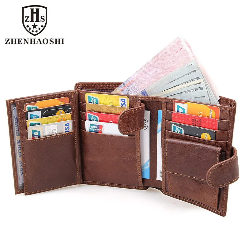 Genuine Cow Leather Wallet Men Hasp Design Short Purse With Passport Photo Holder For Male Clutch Wallets,leather wallet