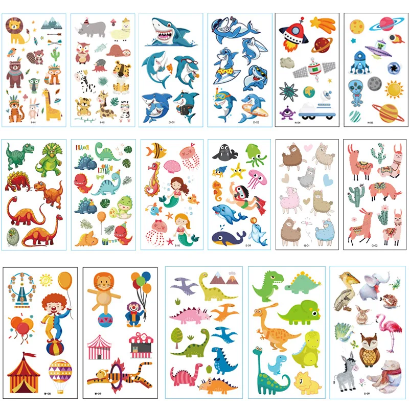 10PCS New Tattoos for Children Transfer Tattoos for Kids Mini Waterproof Tattoos Festival Glitters Face Unicorn Animals Stickers 5