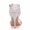 Crystal Queen Women Sandals Flowers Pearl Stilettos Bridal 9cm Evening Party High Heels Bridal Pumps Wedding Shoes 3