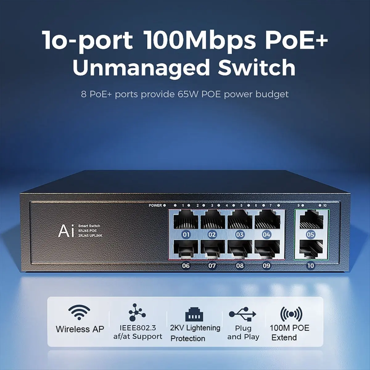 A32I POE 스위치 100Mbps 이더넷 스위치 POE 분배기 IEEE 802...