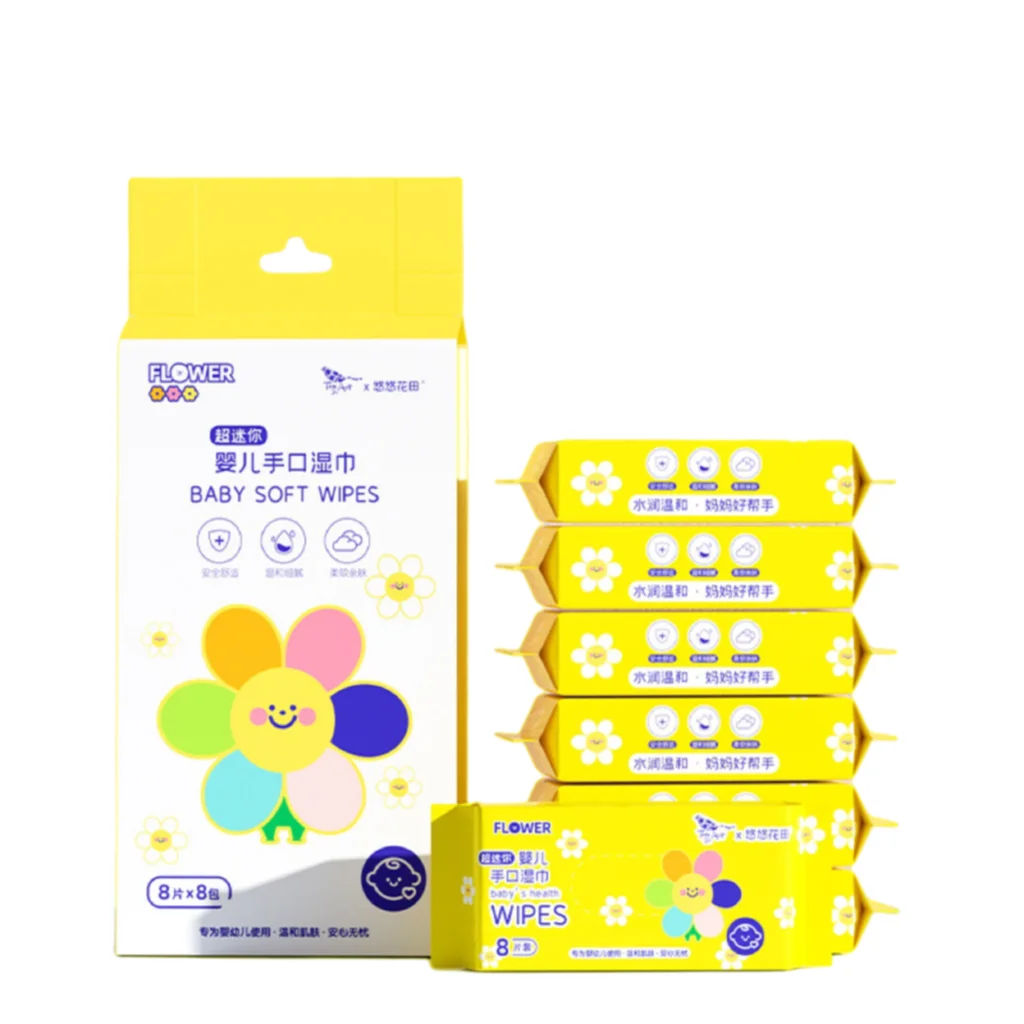 מגבונים לחים מיני ניידים לתלמידים, אריזה קטנה מצוירת, 8 חבילות, 8 יחידות, מגבונים לחים לידיים ולפה, גודל נסיעות, ניקוי והיגיינה