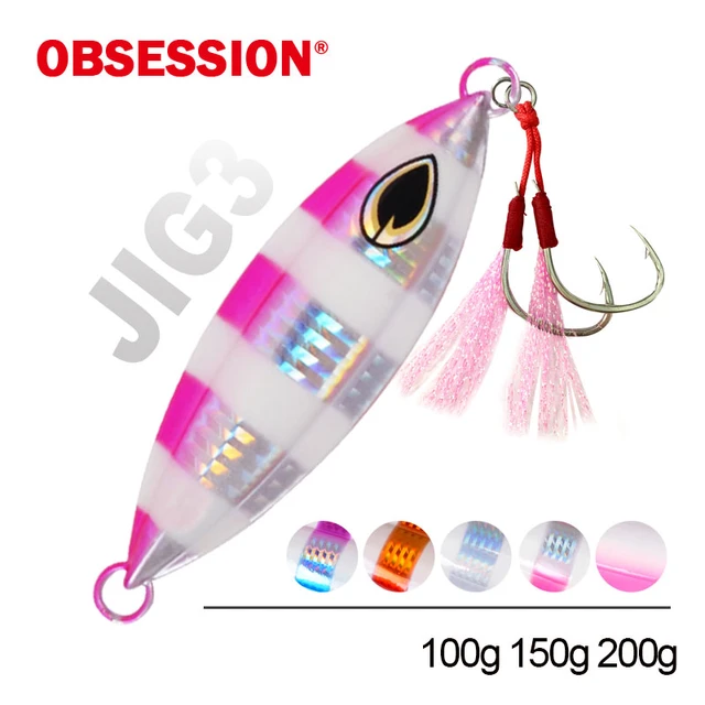 OBSESSION 100g 150g 200g Off Shore Trout Slow Sink Jigging Lure Saltwater  Metal Bass Glow Trolling Artificial Fishing Lure Pesca - AliExpress