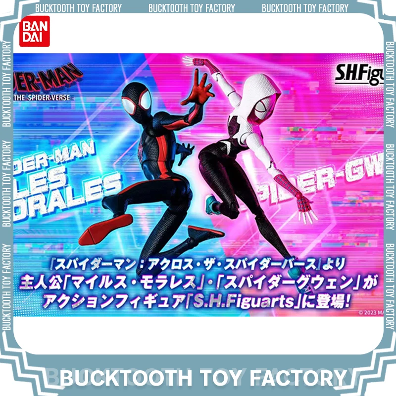 

Original Bandai SHF Spiderman Anime Figure Across the Universe Spider Man Miles Gwen Action Figure PVC Model Statue Toy Gifts