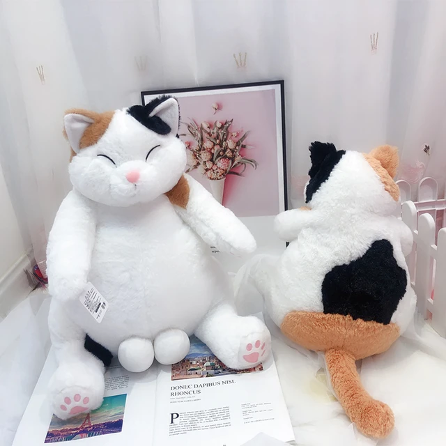 Peluche Gatto Grasso Arancione Realistico 30 Cm – Morbido Gattino A Righe Per Bambini – Regalo Di Compleanno E Natale
