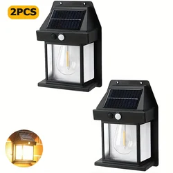 Enhanced Solar - Powered Outdoor Garden Lamp with Motion Sensor and Warm White LED Lighting (2PCS)
