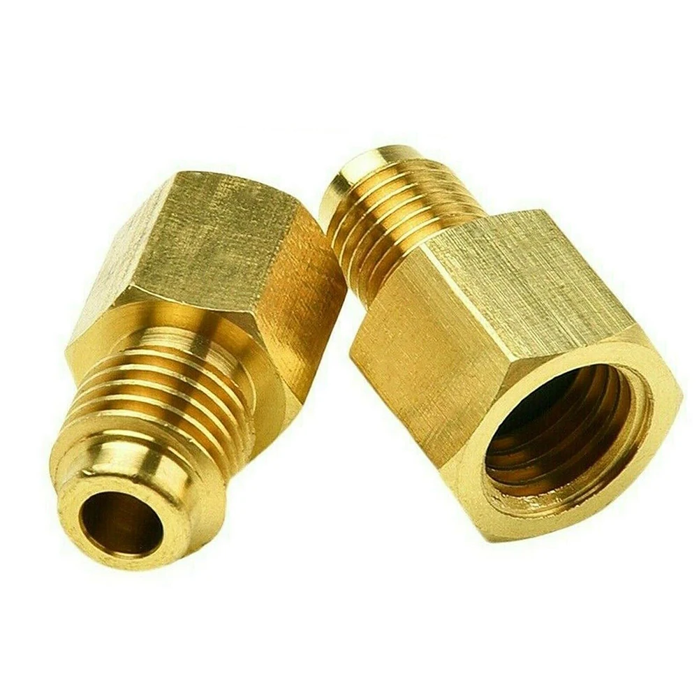 Parts Adapter 1/4 Female Flare 2Pcs/Set Accessories Brass Fitting Fittings Gold R134a To R12 1/2 Acme Male Valve brake adapter