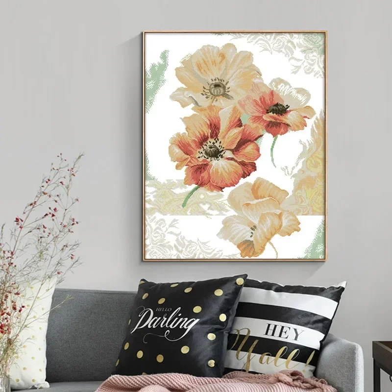 Joy Sunday Kreuzstich-Set, Rosenblumenmuster, DMC-Faden, 16 ct, 14 ct, 11 ct, gezählte, bedruckte Leinwand, DIY-Stickerei-Handarbeitsset