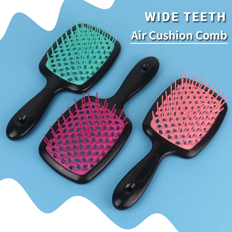 

Wide Teeth Air Cushion Comb Women Scalp Dry Wet Detangling Brush Hollow Grid Diy Styling Combs