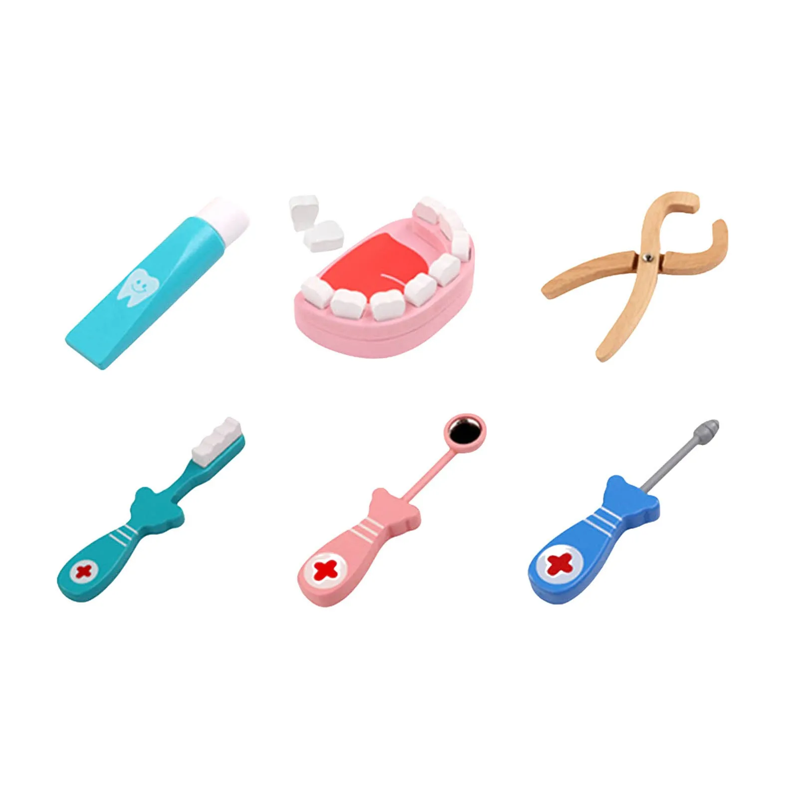 Bead Magnets Children's Toy Set Toddler Doctor Toy Set 6 Wooden Tools Early Education Building Magnets for Boys 8-12