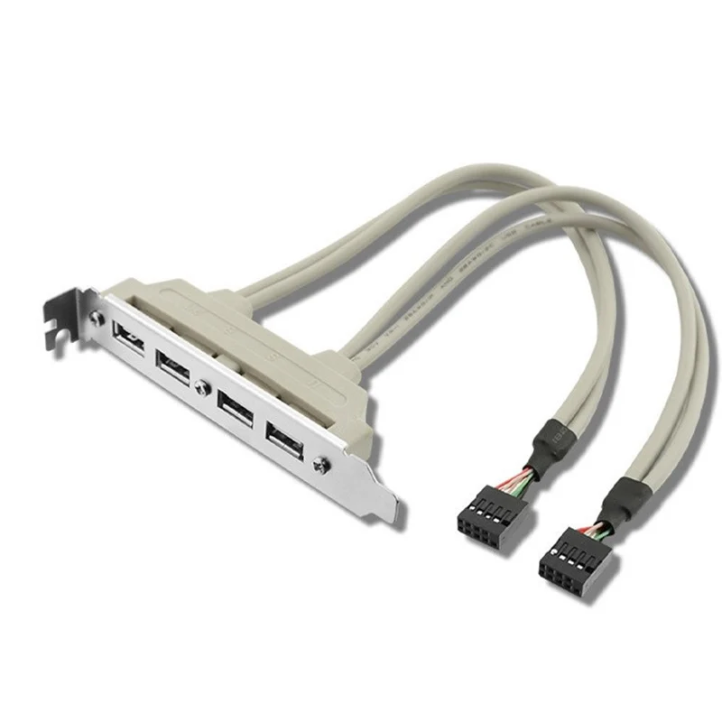 OULLX 4 Port 2 Port USB 2.0 Motherboard Rear Panel Expansion Bracket to IDC 9 Pin Motherboard USB Cable Host Adapter