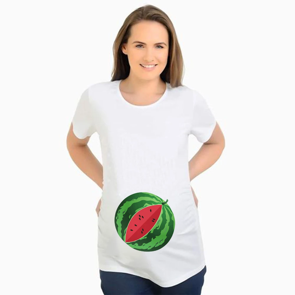 Summer Plus Size Hot Sale Funny Cartoon Print Maternity T-Shirts Tops Fashion Pregnancy Shirts for Trendy Mommy Outfits