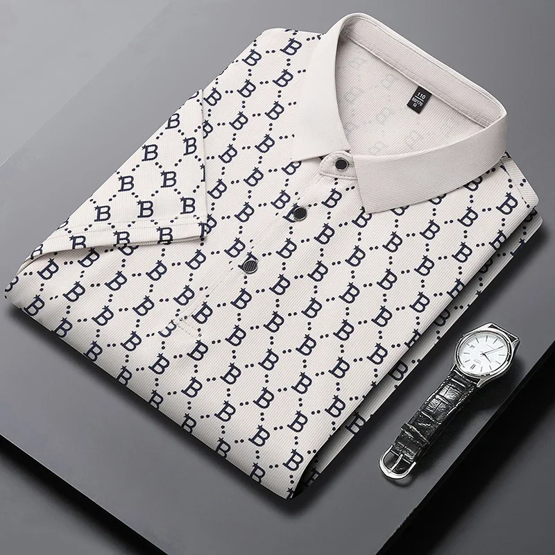 Polo Shirt Men's Business Print Short Sleeved POLO Shirt
