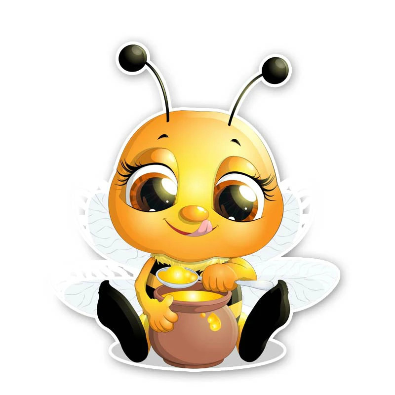 

Creative Car Sticker Bees That Eat Honey PVC Decal Waterproof Cover Scratch 14CM*16CM