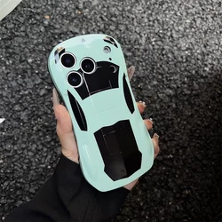 Luxurious 3D Sports Car Silicone Phone Case - Stylish and Creative Design - iPhone 13 Pro Max (Light blue)