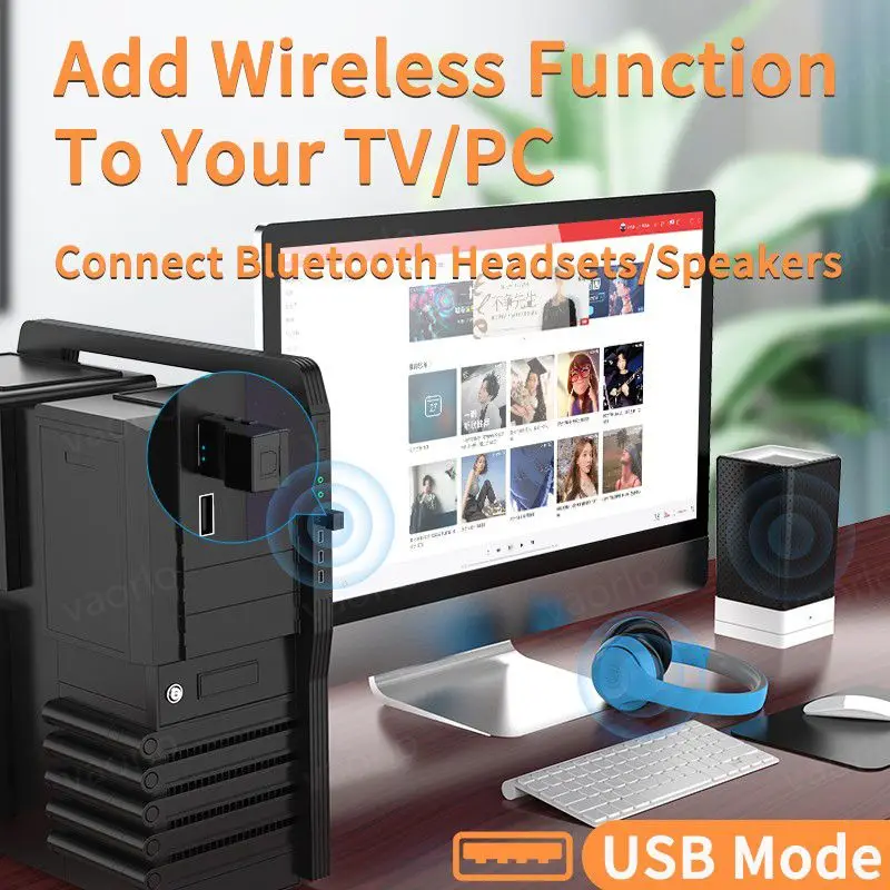 Bluetooth Audio Transmitter USB Optical Dual Stream Multi-point Low Latency Stereo Music Wireless Adapter For PC TV PS5/4 Xbox bluetooth transceiver adapter bluetooth adapter audio adapter wireless usb adapter