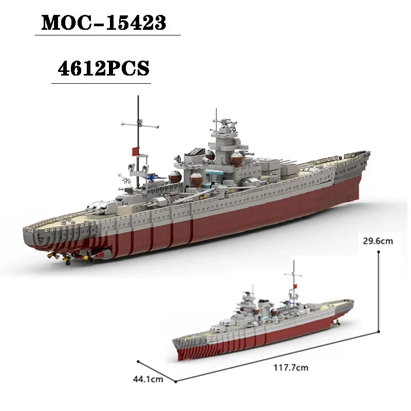 

Building Block MOC-15423 Battleship Splicing Model 4612PCS Adult and Children's Education Birthday Christmas Toy Gift Ornaments