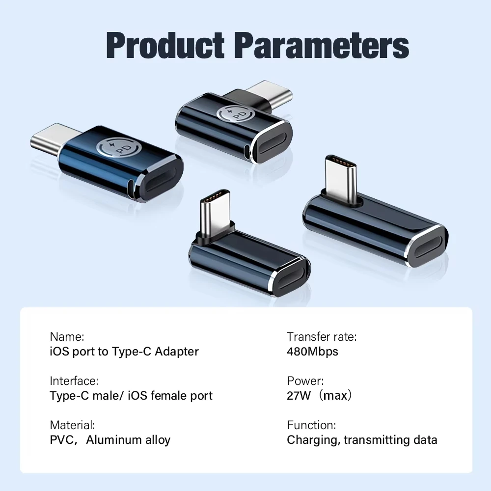 NNBILI 폰 27W 슈퍼 충전 어댑터 라이트닝 암-타입-C 수 케이블 어댑터 컨버터 (USB C-라이트닝 커넥터용)