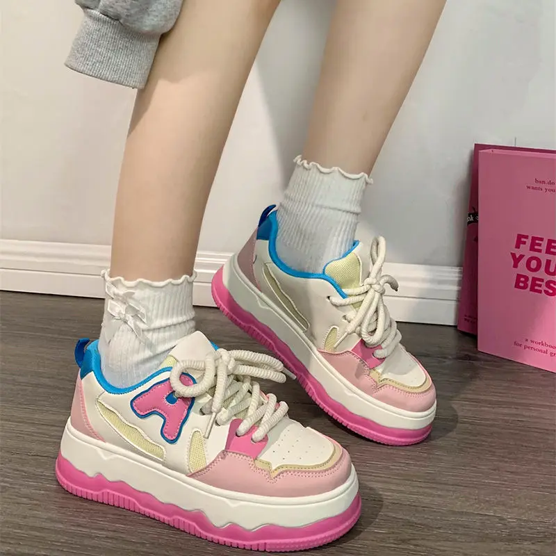 

Sanrio Original Dopamine Platform Sneakers Women 2023 Summer New Casual Trend Small White Shoes Zapatillas Mujer y2k fashion