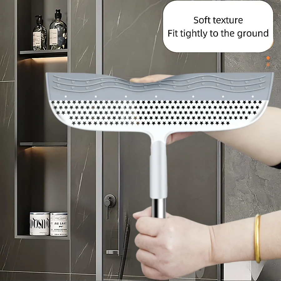 49 Inch Magic Broom with Detachable Head-Double-sided Silicone Scraper, Easy To Remove Hair and Dust, Suitable for Bathrooms