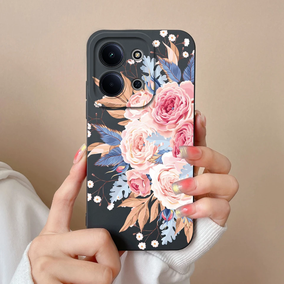 White Rose Avocado Design Dustproof Anti-Slip Soft Bumper Case