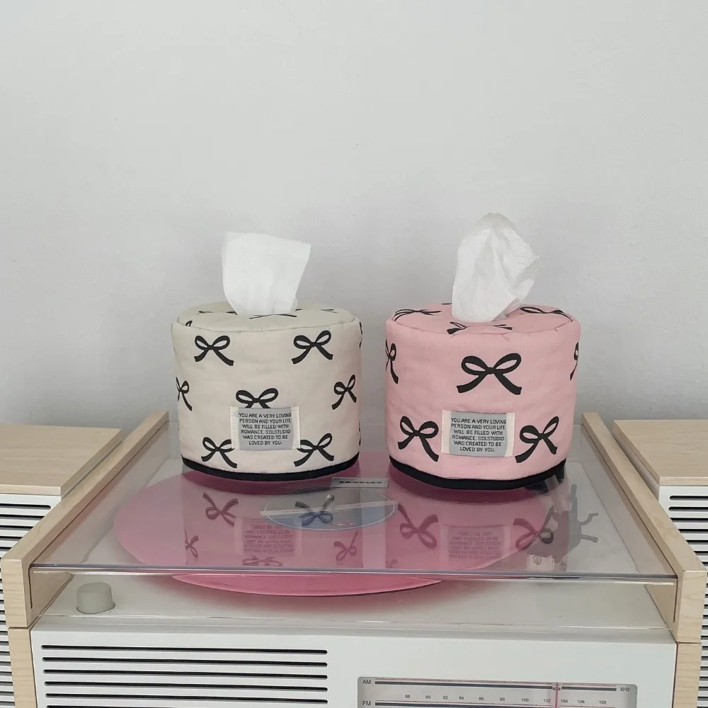 INS Bowknot Tissue Paper Storage Box Roll Paper Tissue Case Holder Car Napkin Tissue Box Living Room Table Decor Home Organizer
