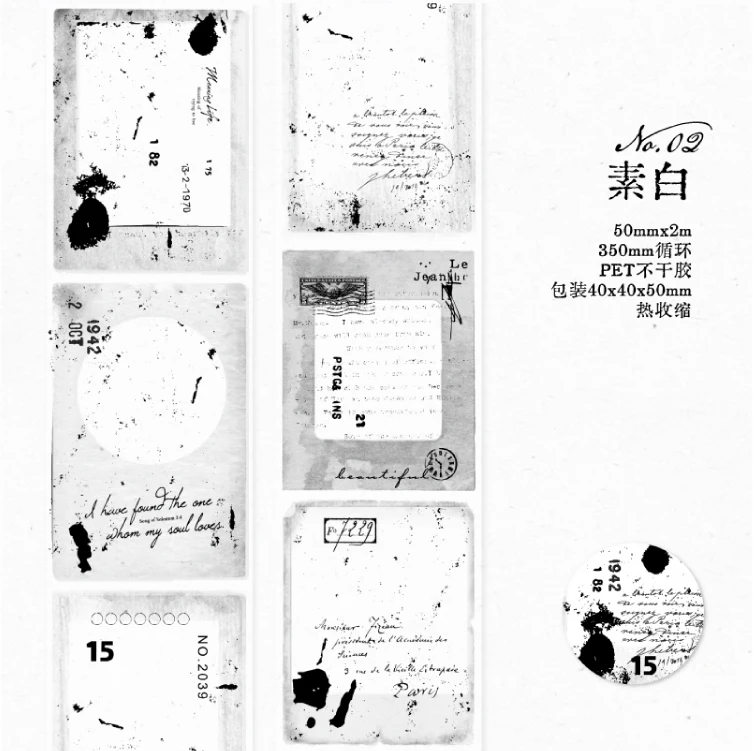 Yoofun 5 x 200 cm kreativer Rahmenband-Aufkleber, Original-PET-Schwarz-Weiß-Garder-Abdeckband, Schreibwaren für Tagebuch, Scrapbooking – Detail 10