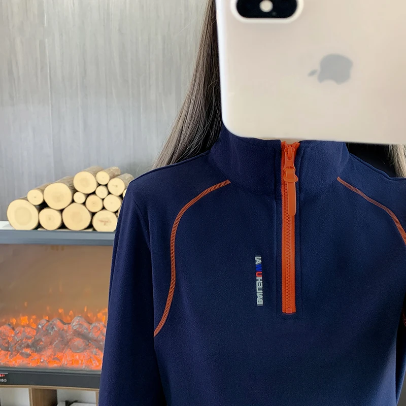 여성용 야외 양털 두꺼운 탑 스탠드 업 칼라 탑 여성용 따뜻한 긴팔 셔츠 스웨터 가을 하이킹 편안함