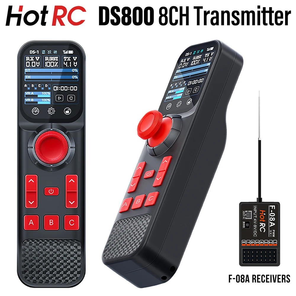 HotRC DS800 8CH 2.4GHz Télécommande RC avec Récepteur F-08A