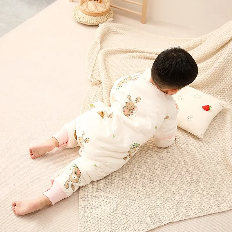Baby Sleeping Bag Thickened Warm Children's Cotton Clip Cold Baby Clothing Bodysuit Thermostatic Sleeping Bag Autumn Winter
