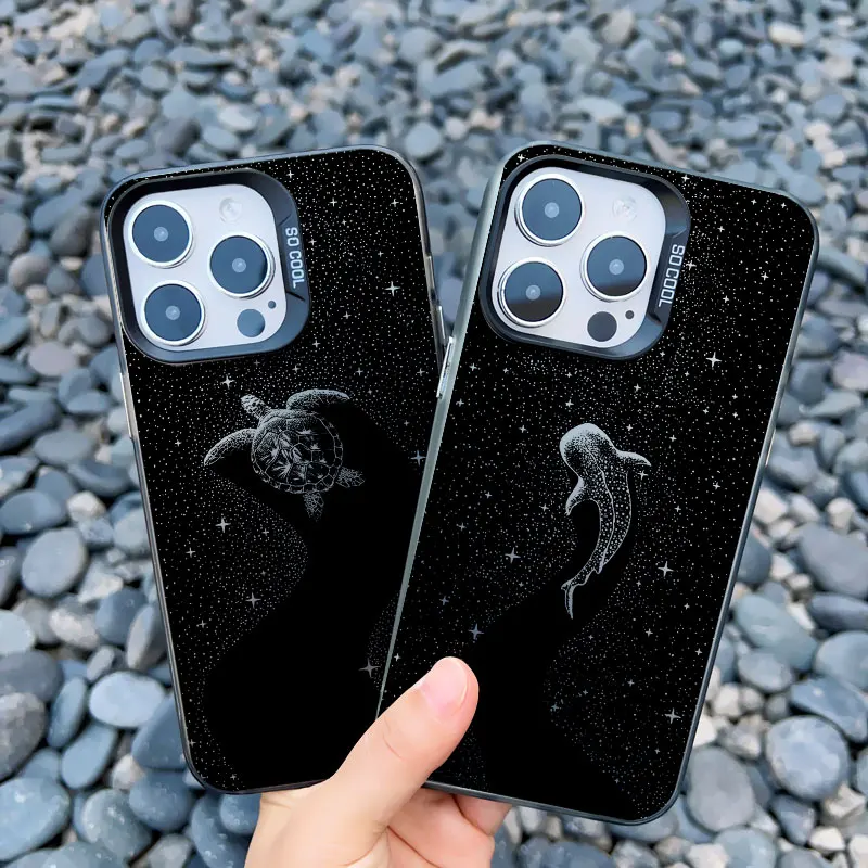 Marine Life Dotted Art Phone Case in Black Laser Finish
