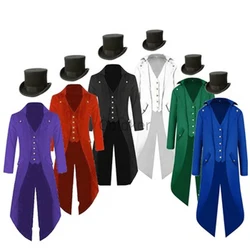 Maxi Size 5XL Medieval Mens Steampunk Halloween Cosplay Costume Vintage Tailcoat Jacket Gothic Ringmaster Coat With Hat