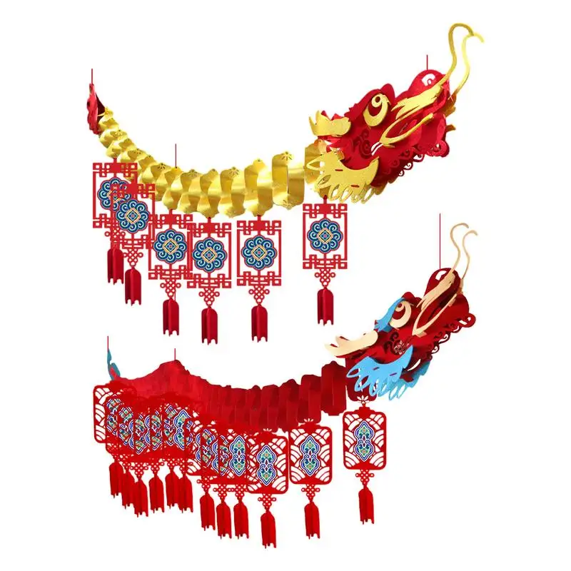 

2024 Spring Festival New Year Creative Dragon Hanging Decoration Backdrop Banner Lucky Hung Ornaments Decoration Accessories